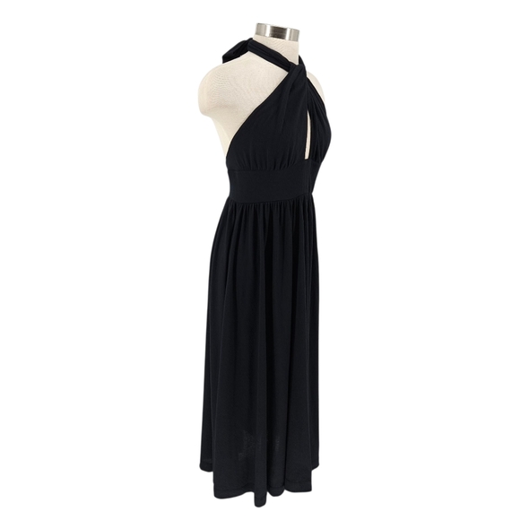 Free People Beach Maxi Dress Black Sleeveless Keyhole Tie Halter Backless Small - Picture 2 of 7